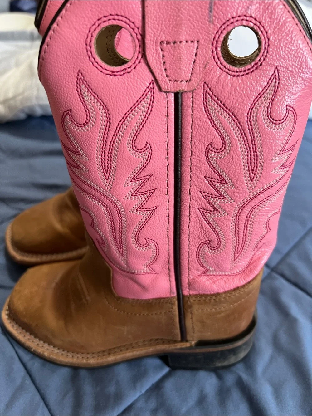 Old West Pink and Brown Women's Western Cowboy Boots